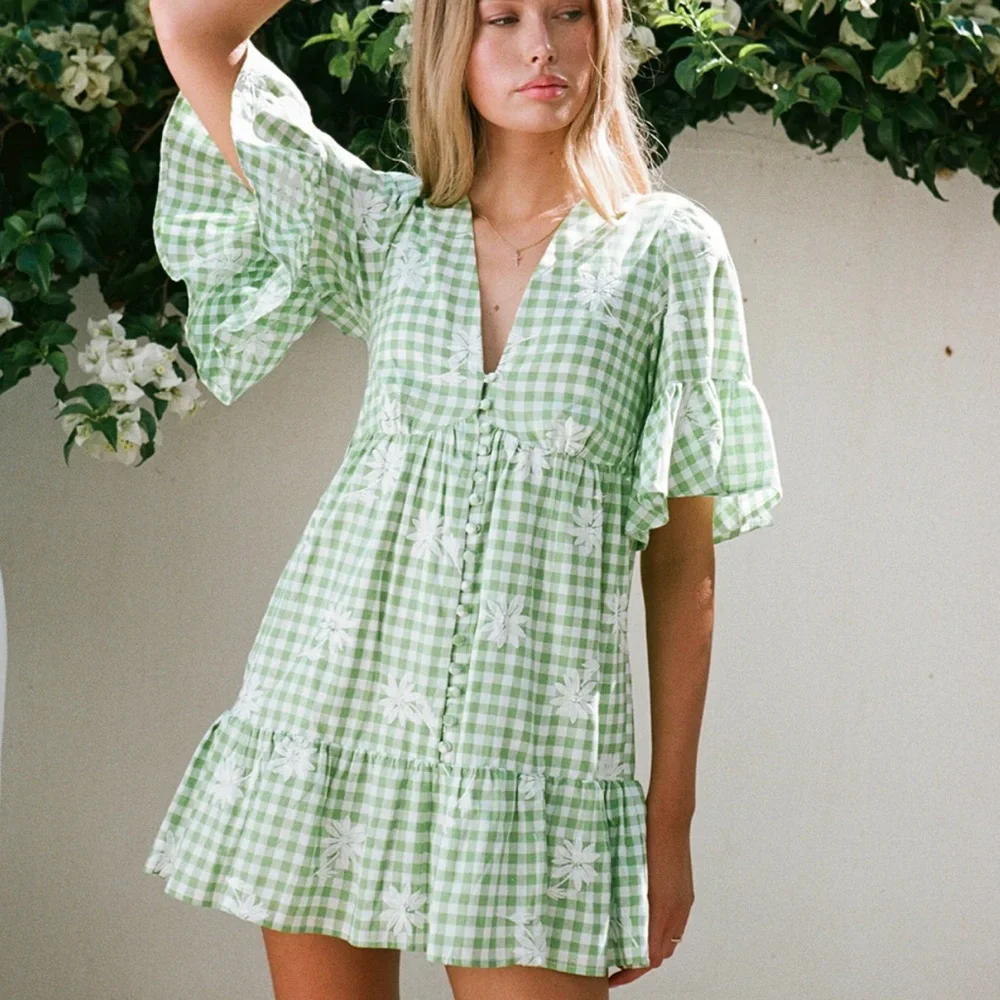 SABO Twyla Babydoll Dress Gingham - Picture 1 of 7